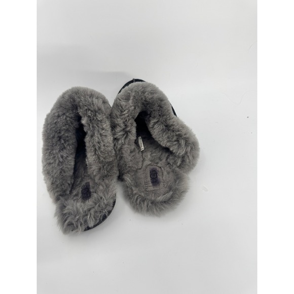 Ugg Scuffette II Slipper Black Suede Genuine Shearling Lined Women's 8 - Picture 6 of 12
